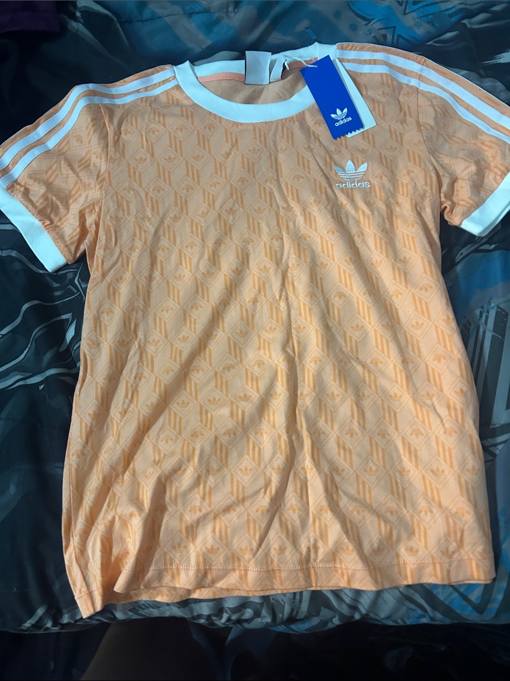 adidas Kids Peach Orange Trefoil Ringer Tee